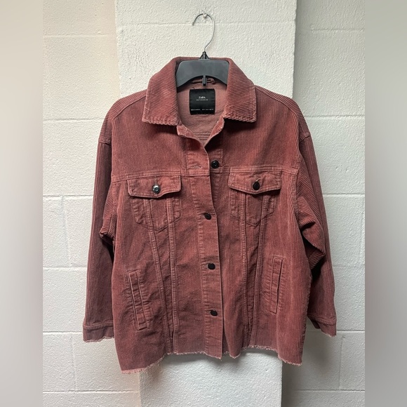 Zara Pink Corduroy Cropped Jacket. Size Small - Picture 1 of 5